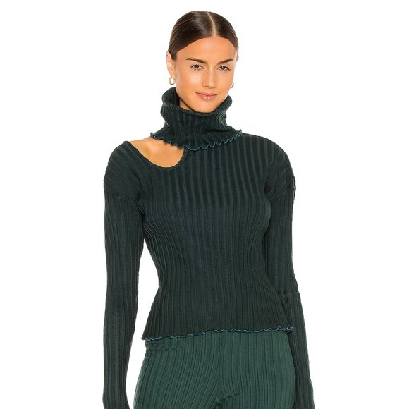 Lovers + Friends Sweaters - NWT Lovers + Friends Cut Out Turtleneck in Emerald Green SZ XL
